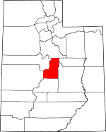 Map of Utah showing Sanpete County 