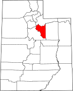 Map of Utah showing Wasatch County 