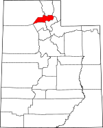 Map of Utah showing Weber County 