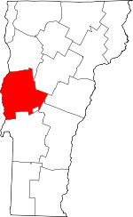 Map of Vermont showing Addison County 