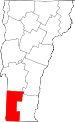 Map of Vermont showing Bennington County 