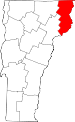 Map of Vermont showing Essex County 