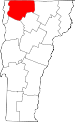 Map of Vermont showing Franklin County 