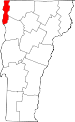 Map of Vermont showing Grand Isle County 