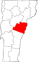 Map of Vermont showing Orange County 