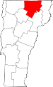 Map of Vermont showing Orleans County 