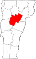 Map of Vermont showing Washington County 