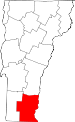 Map of Vermont showing Windham County 