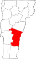 Map of Vermont showing Windsor County 