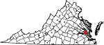 Map of Virginia showing James City County 