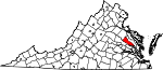 Map of Virginia showing King William County 