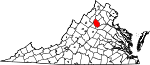 Map of Virginia showing Madison County 