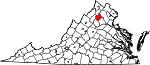 Map of Virginia showing Rappahannock County 