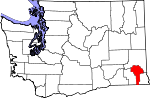 Map of Washington showing Garfield County 