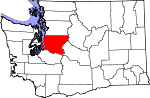 Map of Washington showing King County 