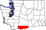 Map of Washington showing Klickitat County 