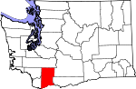 Map of Washington showing Skamania County 