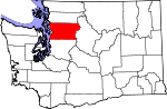 Map of Washington showing Snohomish County 