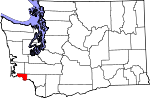 Map of Washington showing Wahkiakum County 