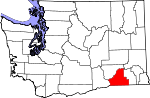 Map of Washington showing Walla Walla County 