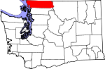 Map of Washington showing Whatcom County 