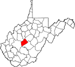 Map of West Virginia showing Clay County 