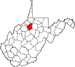 Map of West Virginia showing Doddridge County 