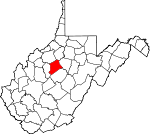 Map of West Virginia showing Gilmer County 