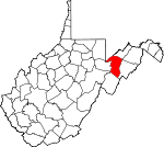 Map of West Virginia showing Grant County 