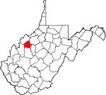 Map of West Virginia showing Wirt County 