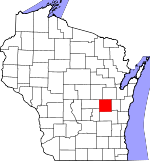 Map of Wisconsin showing Winnebago County 