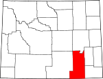 Map of Wyoming showing Albany County 