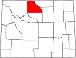 Map of Wyoming showing Big Horn County 