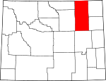 Map of Wyoming showing Campbell County 