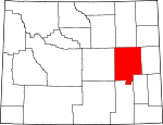 Map of Wyoming showing Converse County 