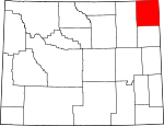 Map of Wyoming showing Crook County 