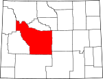 Map of Wyoming showing Fremont County 