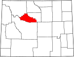 Map of Wyoming showing Hot Springs County 