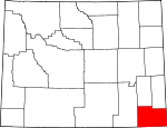 Map of Wyoming showing Laramie County 