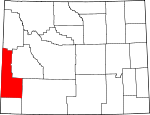 Map of Wyoming showing Lincoln County 