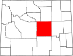 Map of Wyoming showing Natrona County 