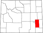 Map of Wyoming showing Platte County 