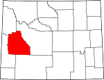 Map of Wyoming showing Sublette County 