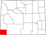 Map of Wyoming showing Uinta County 